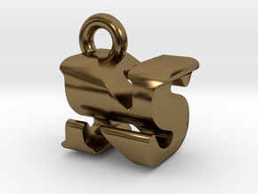 3D Monogram Pendant - NSF1 in Polished Bronze