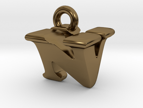 3D Monogram Pendant - NVF1 in Polished Bronze
