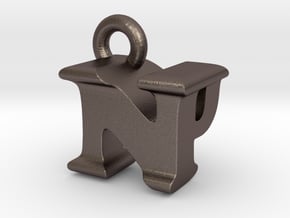 3D Monogram Pendant - NPF1 in Polished Bronzed Silver Steel