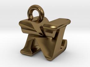 3D Monogram Pendant - NZF1 in Polished Bronze