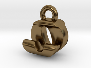 3D Monogram Pendant - OJF1 in Polished Bronze