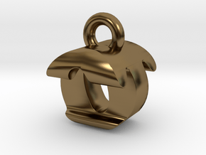 3D Monogram Pendant - OTF1 in Polished Bronze