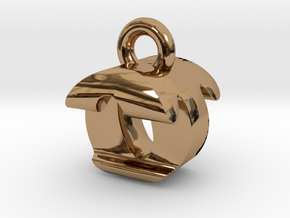 3D Monogram Pendant - OTF1 in Polished Brass
