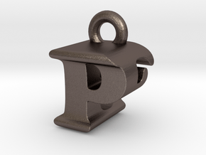 3D Monogram Pendant - PEF1 in Polished Bronzed Silver Steel