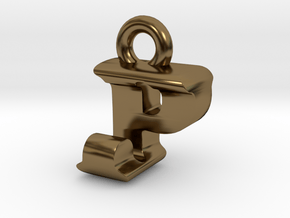 3D Monogram Pendant - PJF1 in Polished Bronze