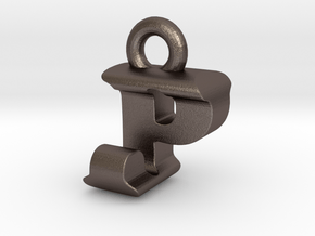 3D Monogram Pendant - PJF1 in Polished Bronzed Silver Steel