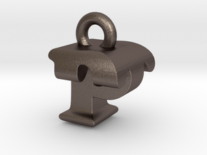 3D Monogram Pendant - PTF1 in Polished Bronzed Silver Steel