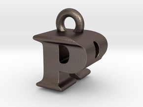 3D Monogram Pendant - PRF1 in Polished Bronzed Silver Steel