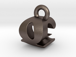 3D Monogram - QCF1 in Polished Bronzed Silver Steel