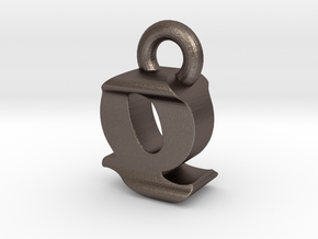 3D Monogram - QIF1 in Polished Bronzed Silver Steel