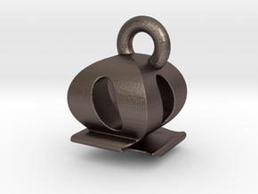 3D Monogram - QQF1 in Polished Bronzed Silver Steel