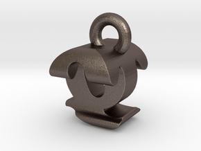 3D Monogram - QTF1 in Polished Bronzed Silver Steel