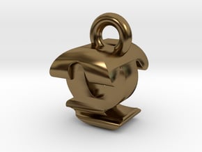 3D Monogram - QTF1 in Polished Bronze