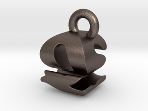 3D Monogram - QSF1 in Polished Bronzed Silver Steel