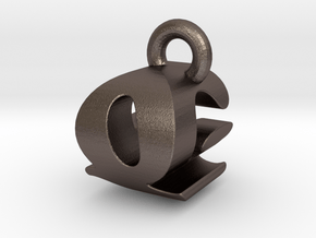 3D Monogram - QGF1 in Polished Bronzed Silver Steel