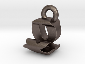 3D Monogram - QJF1 in Polished Bronzed Silver Steel