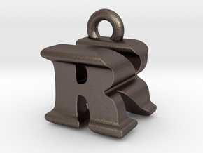 3D Monogram - RNF1 in Polished Bronzed Silver Steel