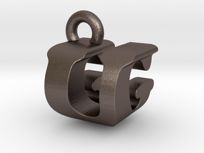 3D Monogram - UGF1 in Polished Bronzed Silver Steel