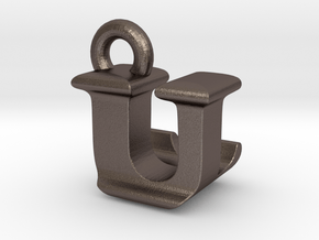 3D Monogram - ULF1 in Polished Bronzed Silver Steel