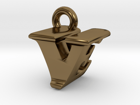 3D Monogram - VEF1 in Polished Bronze