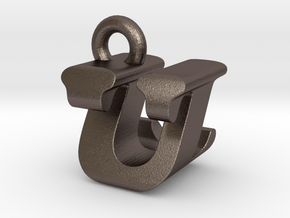 3D Monogram - UZF1 in Polished Bronzed Silver Steel