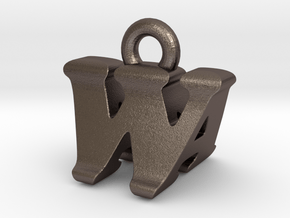 3D Monogram - WAF1 in Polished Bronzed Silver Steel