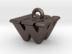 3D Monogram - WWF1 in Polished Bronzed Silver Steel