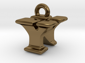 3D Monogram - YNF1 in Polished Bronze