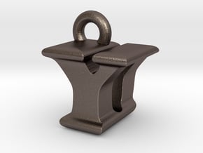 3D Monogram - YDF1 in Polished Bronzed Silver Steel