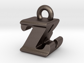 3D Monogram - ZBF1 in Polished Bronzed Silver Steel