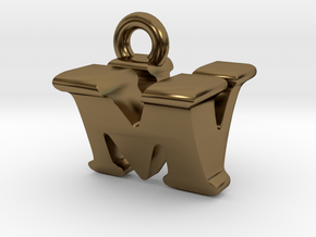 3D Monogram Pendant - MVF1 in Polished Bronze