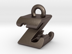 3D Monogram - ZZF1 in Polished Bronzed Silver Steel