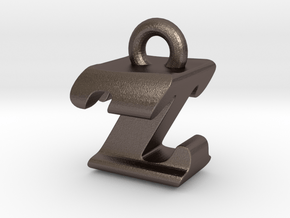 3D Monogram - ZTF1 in Polished Bronzed Silver Steel
