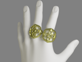 Circled Emblem Ring - EU Size 62 in Polished Gold Steel