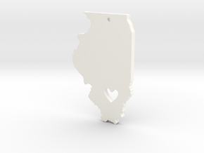 I heart Illinois Pendant in White Processed Versatile Plastic