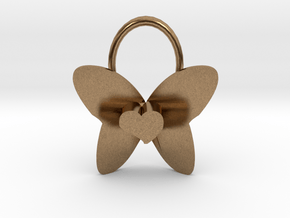 Cute Heart Butterfly Pendant in Natural Brass