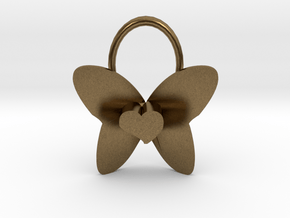 Cute Heart Butterfly Pendant in Natural Bronze