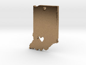 I Heart Indiana Pendant in Natural Brass