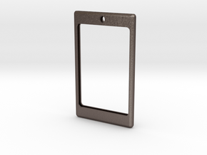Badge frame with loop 20141103-01 in Polished Bronzed Silver Steel