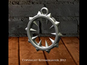 Ring of Spikes Pendant in Polished Bronzed Silver Steel