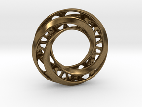 Mobius Ring Pendant v4 in Natural Bronze