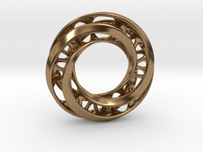 Mobius Ring Pendant v4 in Natural Brass