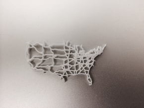 United States Highway Map Pendant  in White Natural Versatile Plastic