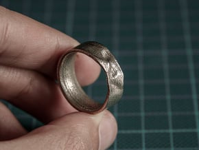The Crumple Ring - 17mm Dia in Polished Bronzed Silver Steel