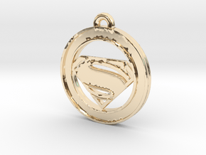Clasic Superman Circle-pendant in 14K Yellow Gold