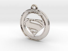 Clasic Superman Circle-pendant in Platinum