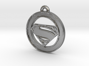 Clasic Superman Circle-pendant in Natural Silver