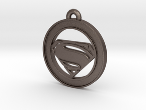 Clasic Superman Circle-pendant in Polished Bronzed Silver Steel