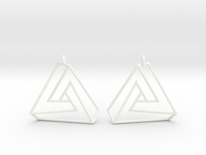 Impossible earrings with a twist  in White Processed Versatile Plastic
