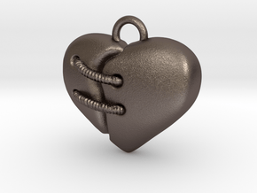 Cuore 15mm in Polished Bronzed Silver Steel